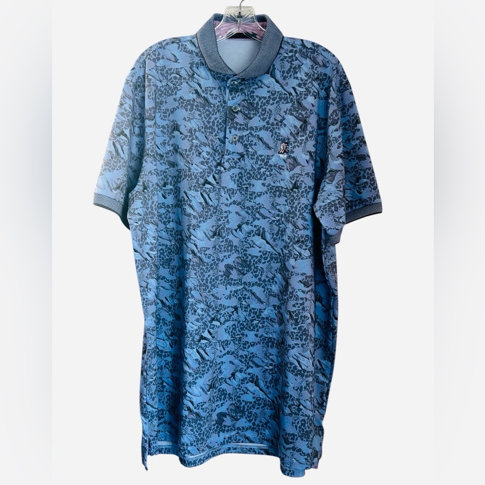 Grayson Golf Polo Shirt Men’s XL Snow Camo Print Heron Blue Athletic Athleisure